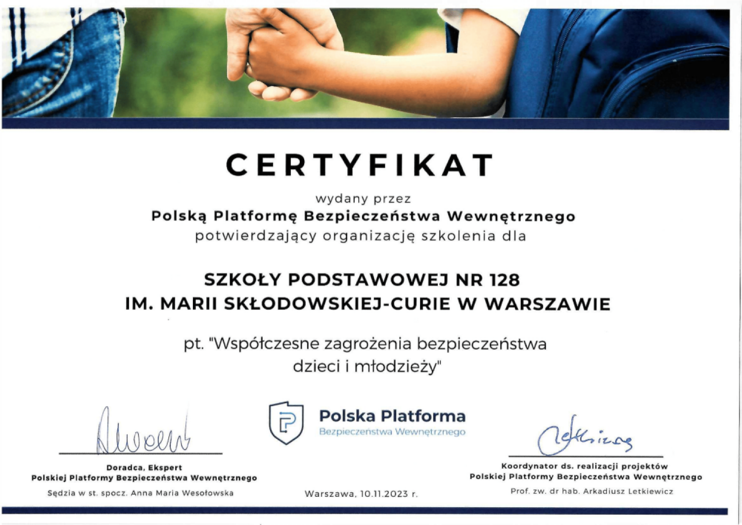 certyfikat szkolenia